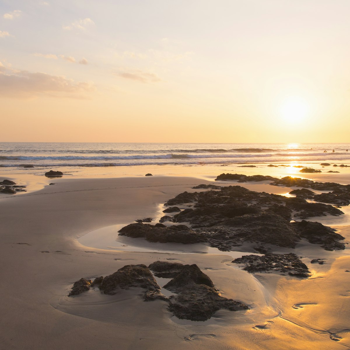 Sunset on beach with Ocean, Costa Rica